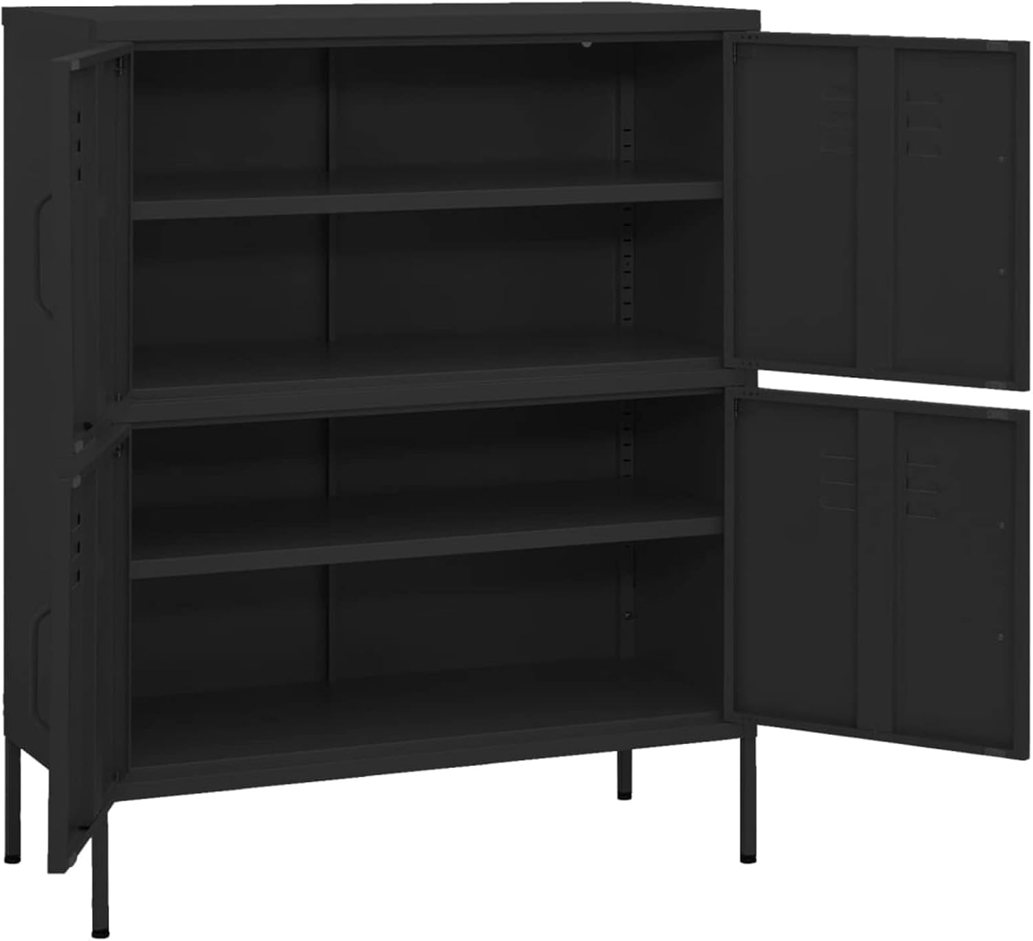 ストレージキャビネット ブラック 80x35x101.5cm スチール