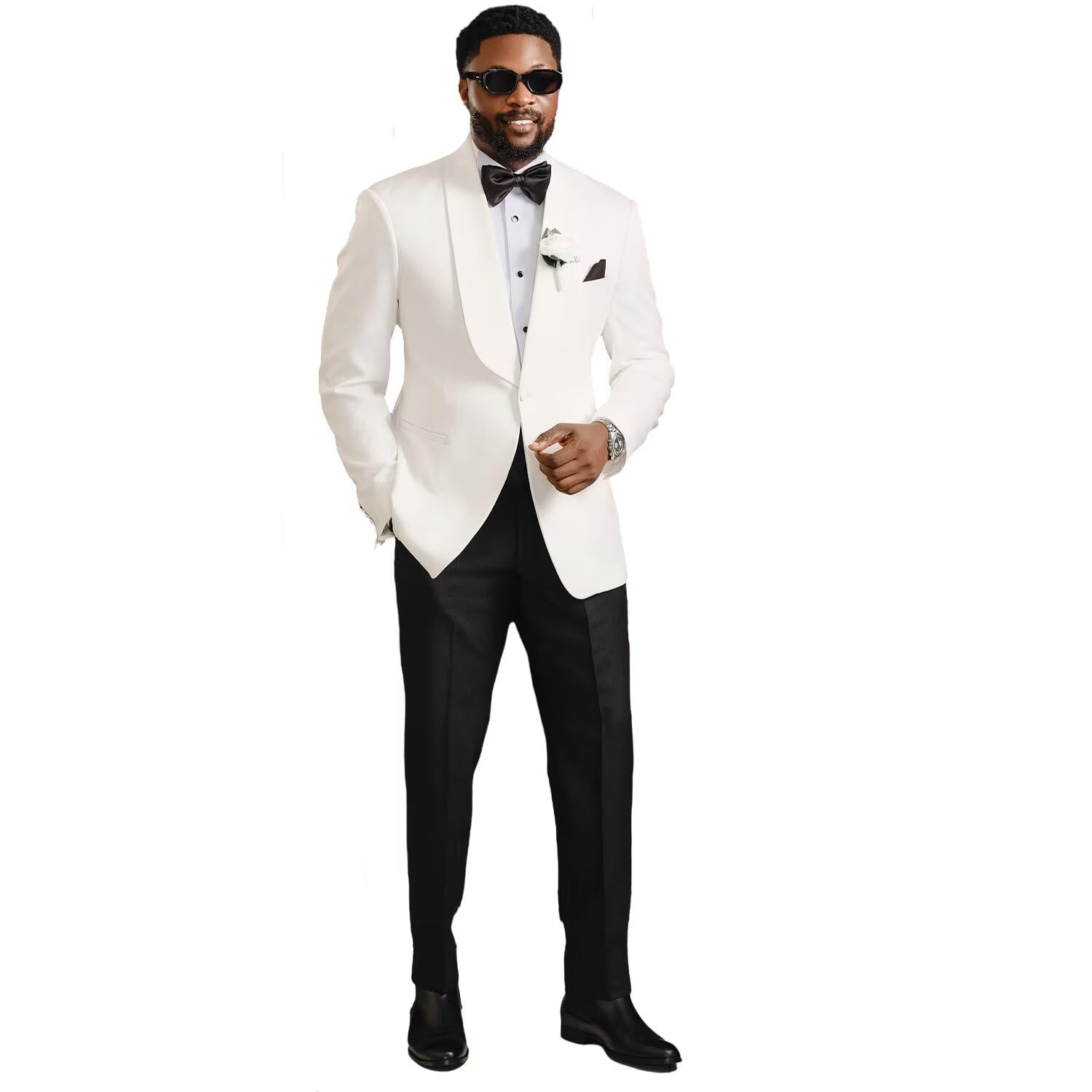 Mens 2-Piece Suit Set Shawl Lapel One Button Tuxedo for Wedding Formal Events Blazer Pants Suit