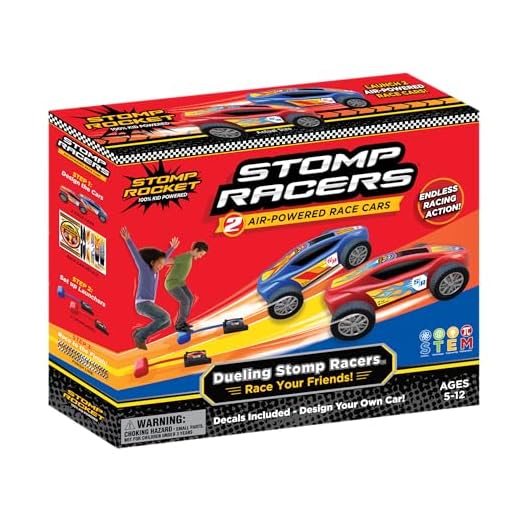 Stomp Rocket Dueling Stomp Racer, 2 Spielzeugauto Launcher und 2 luftbetriebene Autos mit Rampe und Ziellinie. Ideal für Outdoor und Indoor, Mint Geschenke für Jungen und Mädchen, Alter 5, 6, 7, 8