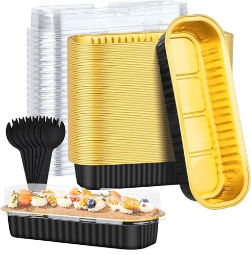 Listado de Charola para pastel - los preferidos. 41 QIKKOP 100 Pzas Mini Moldes de Aluminio para Hornear, Bandejas Desechables de Pastel con 100 Tapas y Cucharas, Moldes Individuales para Panqué, Postre, Pasteles, Brownies y Pudín