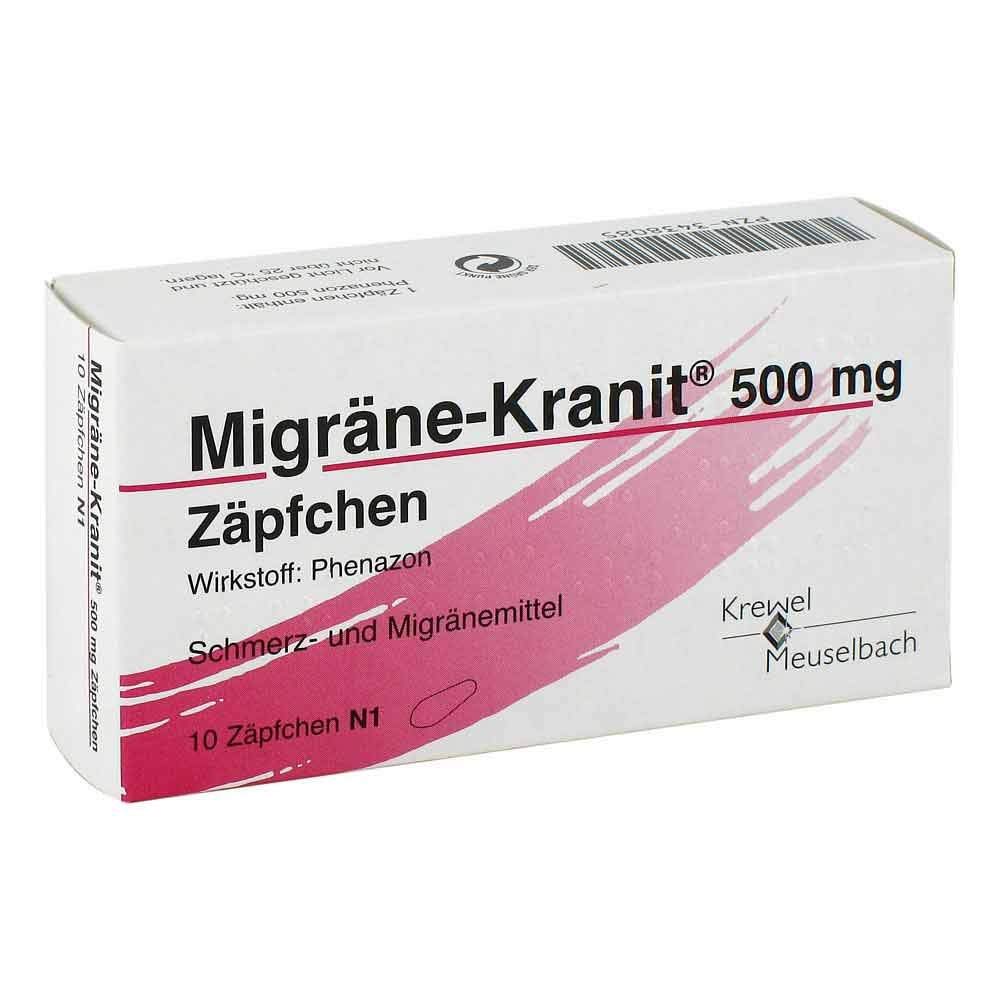 MIGRÄNE KRANIT 500 mg Zäpfchen 10 St.