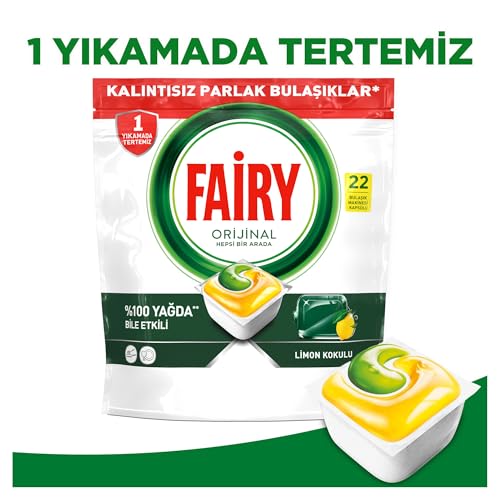 Fairy Hepsi Bir Arada Bulaşık Makinesi Deterjanı Kapsülü/Tableti 22 Yıkama Limon Kokulu