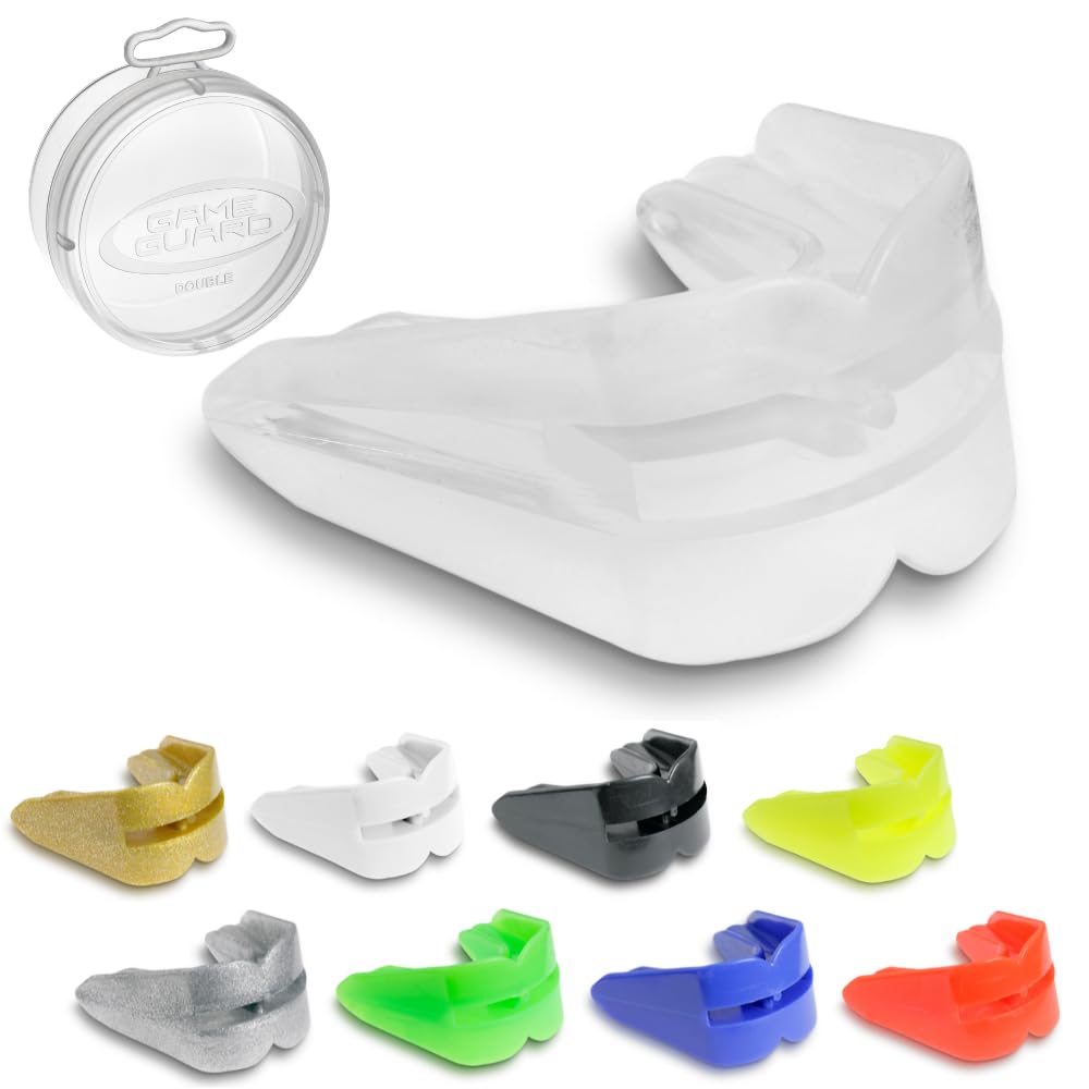 GAME GUARDDouble - Black Mouth Guard/Gum Shield - for Upper & Lower Teeth - Mouthguard, CE Approved, Boxing, MMA, Sports