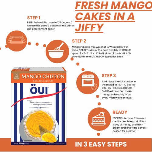 Image of OUI Signature Edition Mango Chiffon Mix I 100% Eggless recipe I Instant Cake Mix | 3 Step - Prep, Mix & Bake | 250g
