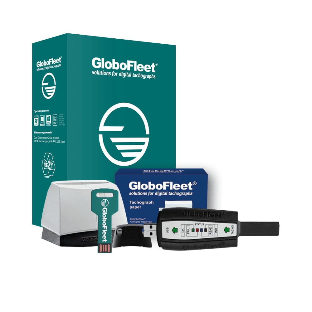 GloboFleet Starter Set Minimal DK II für kleinere und mittlere Unternehmen zum auslesen und archivieren der Fahrerkarte, Chipkartenleser und 8GB Downloadkey II (USB Key 8GB) DTCO 4.1 ready,
