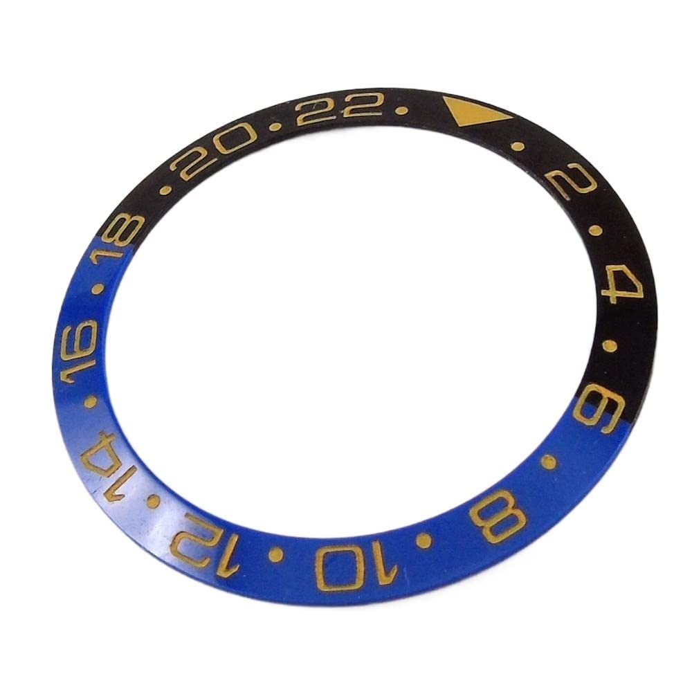 Uhr ​Lünette 38 mm schwarz blau grün Lünette Einsatz passend for 40 mm Uhr Armbanduhr Lünette (Color : Blue Black Bezel-2)
