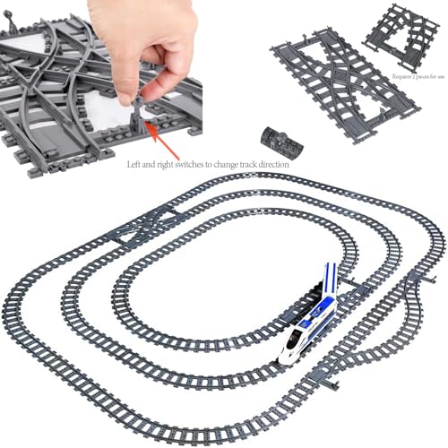 City Schienen Bausteine Set, City Schienen Erweiterungsset City Zug Schienen Zubehör Klemmbausteine Kompatibel mit dem Marktführer