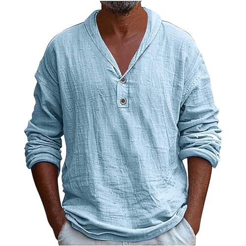 T-shirt en coton et lin noir texture premium col en V homme