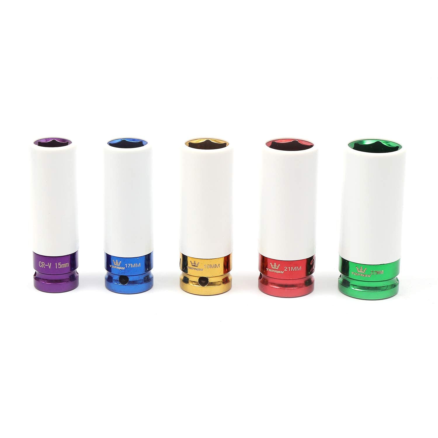 5-Piece Thin Wall Deep Impact Socket Set – 15-22mm With Color-Coded Sleeves & Case