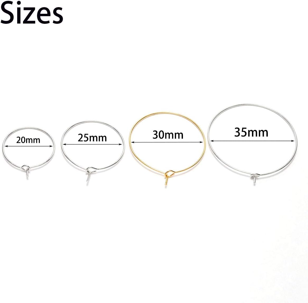 50pcs/lot 20 mm Black Hoops Earrings Metal Big Circle Ear Wire Hoops Earrings Wires for DIY Jewelry Making Supplies (Black, 20mm(0.79inch))