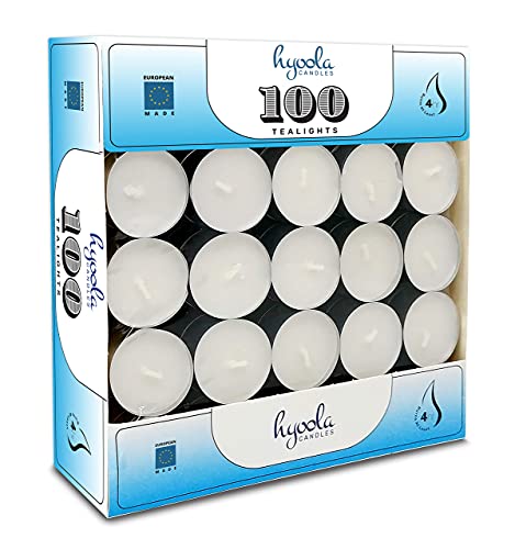 Hyoola Longues Bougies Chauffe-Plat à brûler - 4 Heures - Blanc - Non parfumé - Paquet de 100 - Fabriqué en UE - Image 8