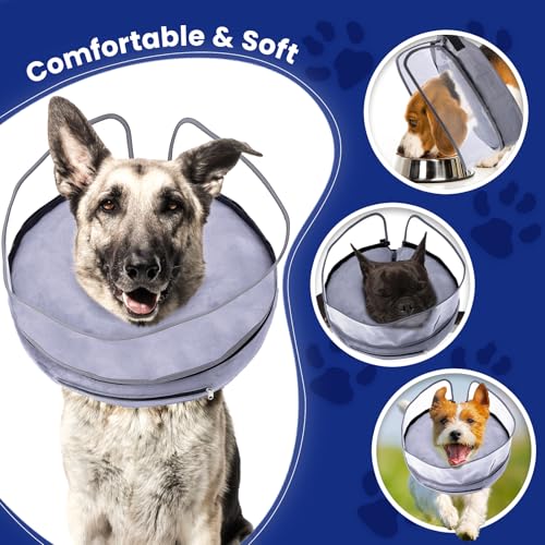 Image of BARKLESS Dog Cone, Inflatable Dog Cone After Surgery for Large Breeds, Soft Surgery Collar with Enhanced Anti-Licking Guard Shield for Pets, Patented Protective Donut Collar