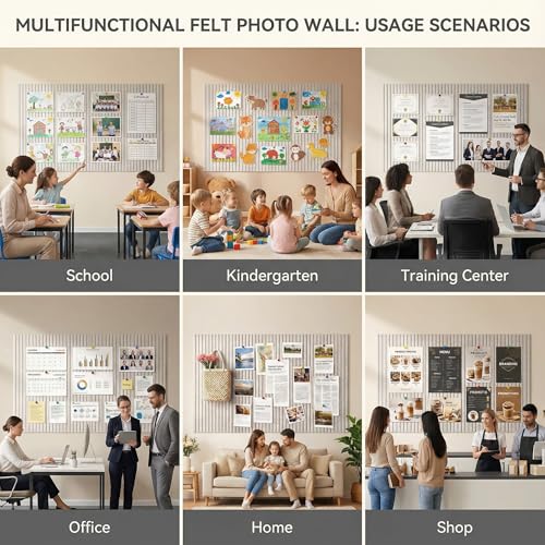 Große Selbstklebende Filz Pinnwand,60x40 cm, 0,9 cm Dicke faltbar Vision Board, Memo Board & Fotowand, Wandschutz & Dekoration für Küche, Kinderzimmer & Büro,Hellcamel