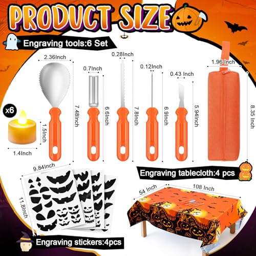 Image of Tioncy 6 Set Complete Halloween Pumpkin Carving Kits Tools Set Bulk
