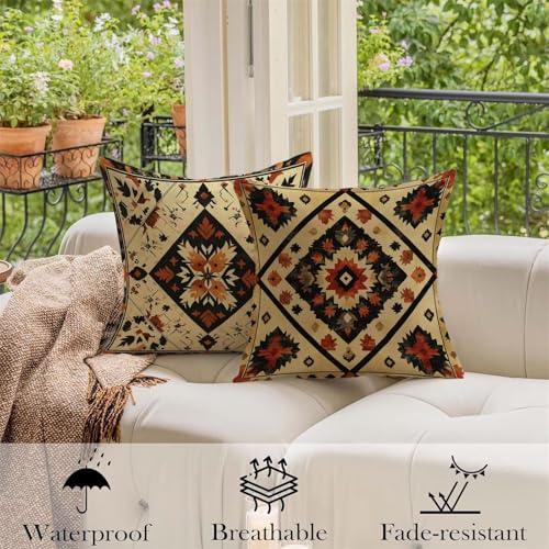 Coussin imperméable extérieur résistant à l'eau f-413 : lot de 4 housses rétro en lin 18x18in