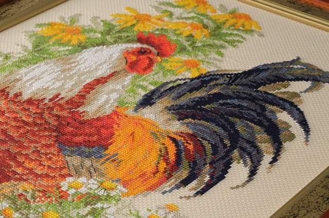 Image of RIOLIS - Rooster 1479, Animals Cross Stitch Kits 11,81 inch x15,75, Cross Stitch Kits for Beginners & Advanced, Crossstitching Kits Adult, Counted Stitching Kits, Embroidery Kit