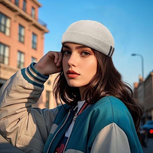Image of CLAPE Beanie Docker Cap Mens Brimless Hats Sailor Fisherman No Visor Cap Rolled Cuff Harbour Hat Casual Skull Caps
