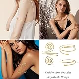 3Pcs Arm Cuff Bracelet for Girls Women, Adjustable Open Wide Wire Bracelets Bangles, Adjustable Upper Arm Cuff, Minimalist Style Bangle Open Armlets Fashion Wrist for Date Party Daily Travel Gift - Image 6