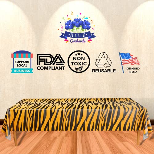 Blue Orchards Tiger Stripe Table Covers (Pack Of 2) - 54"X108" Xl - Tiger Birthday Party Supplies, Tiger Print Tablecover, Tiger Stripe Tablecloth, Safari Birthday, Safari Party Decorations #TOP2