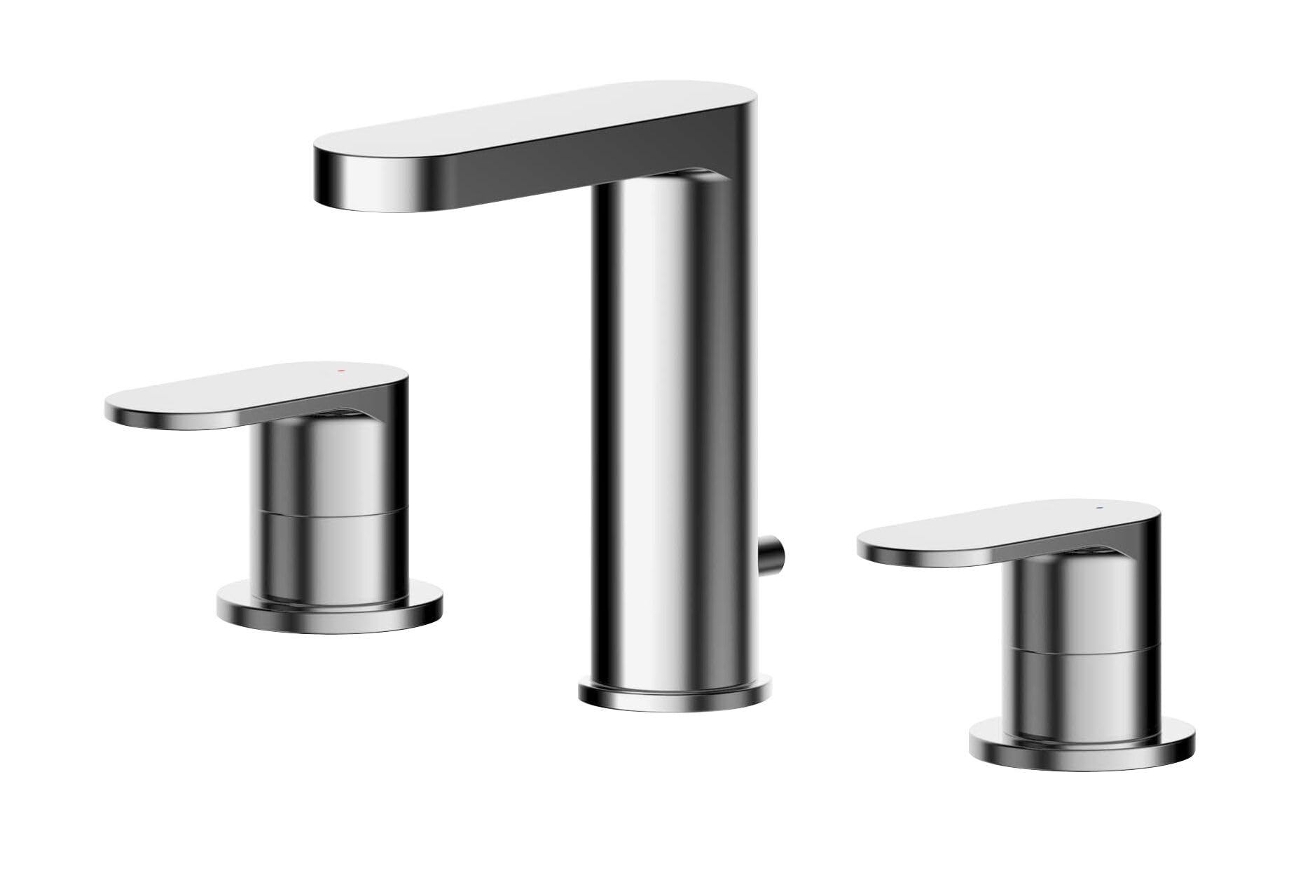 Balterley Bathroom Sink Taps, Basin Mixer Tap with 3 Hole, Dual Lever Handles Temperature Control Bathroom Tap, Round Body, Flat Rounded Spout Mixer Taps - 235 x 147 x 160mm (Chrome)