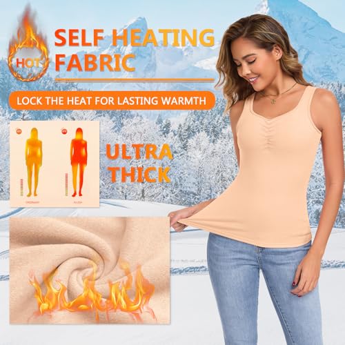 Image of Thermal Underwear Tank Top Fleece Shirt Cami Sleeveless Thermal Top Warm Undershirt Base Layer Women Cold Weather