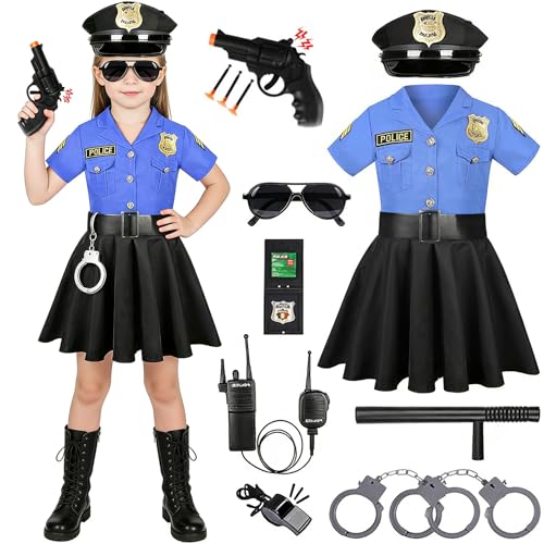 Shengruili Polizei Kostüm Mädchen,Polizistin Mädchen Cop Kostüm Outfit Set,Polizeikostüm Ausrüstung,PolizistinMädchen...