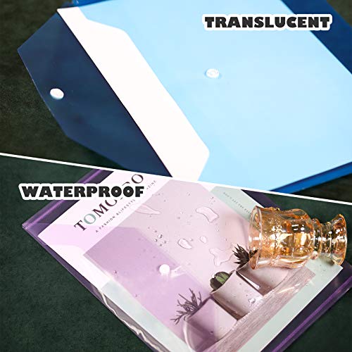 12 Pack Plastic Envelopes Poly Envelopes, Leobro A4 Clear File Bags Document Folders Document Organizers With Snap Button For Document Stationery Tools Organization, In 6 Assorted Colors #TOP3