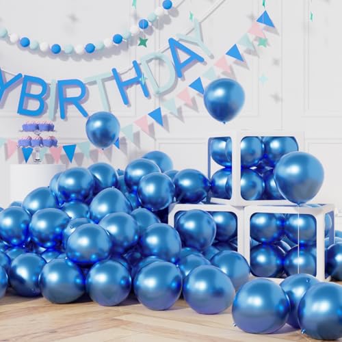 AULE Ballon Bleu Métallique Hélium: 50 Pièces Petit Ballons Anniversaire 5 Pouces Bleu Mini Ballons de Baudruche Fille Garçon Ballon Gonflable Décoration...