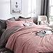CoutureBridal Sets de Housse de Couette 220x240cm + 2 taie d'oreiller 65x65cm Ado Fille Adulte Rose Gris Réversible Parure de Lit 2 Personne Avez Fermeture Éclair