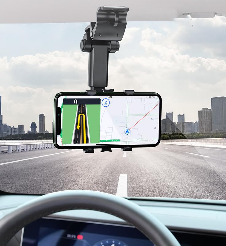Supporto girevole a 360° per telefono cellulare con staffa parasole per auto, facile da installare e rimuovere, per la maggior parte dei telefoni cellulari e la maggior parte delle auto