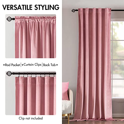 Image of MIULEE Velvet Curtains 52x90 inches 2 Panels Blush Pink Blackout Curtains | Luxury, Bedroom Living Room, Thermal Insulated, Super Soft Window Drapes, Rod Pocket & Back Tab