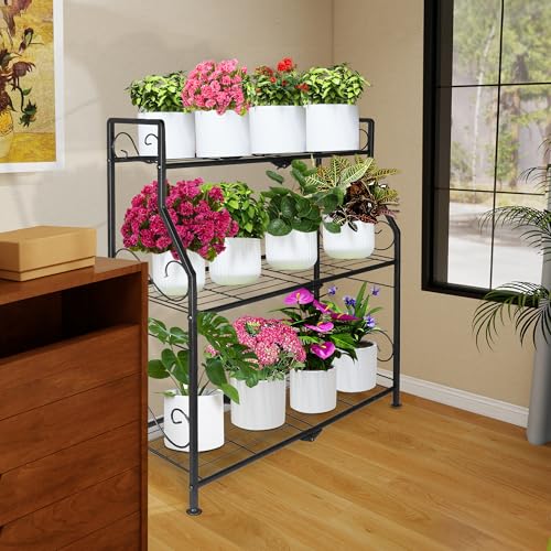 SERdeerCH Metall-Blumenleiter 3-stufig (Pflanzenständer) – für Balkon, Garten & Wohnung Stabile Blumentreppe Mehrfunktional praktisch und leicht Stabile Eisenkonstruktion