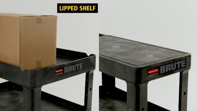 Image of Rubbermaid Commercial BRUTE Heavy Duty 3-Shelf Utility /Service Cart, Small, Flat Shelves, Ergonomic Handle, 600 lbs. Capacity, for Retail Stores /Garage /Cleaning /Maintenance