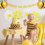 Happy 1st Bee Day Decorations Daisy Bee Balloons So Sweet to Bee One Bumble Bee First Birthday Decorations Fun to Bee One Decoration for Baby Shower 1 Year Old Birthday Party Milestone Supplies - Image 5