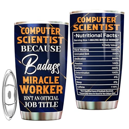 MONIZILUCKY Computer Scientist Tumbler 20oz – Stainless Steel Insulated Travel Mug for Men & Women, Coffee Cup Gift for Computer Scientist, Work, Office, Retirement, Birthday, Christmas, Appreciation