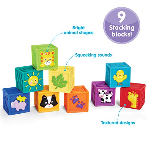 Earlyears Kidoozie Squeak and Stack Blocks Playset for Infants and Toddlers Ages 624 Months