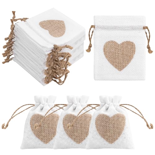 20 Piezas Bolsas de Yute 10 x 8 cm, Bolsitas de Yute Pequeñas, Bolsas Regalo, Sacos de Yute con Cordón para Regalo Joyeria Calendario de Adviento DIY Bodas Fiest Navidad