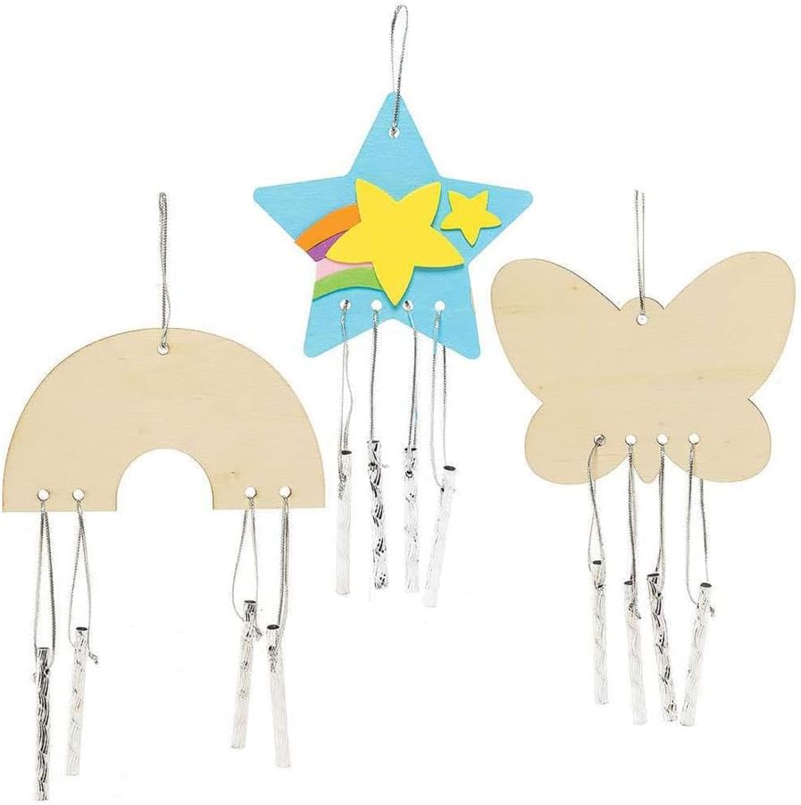 Wooden Windchimes Craft Kits - Pack of 4, Wood Arts and Crafts for Kids (FC384)