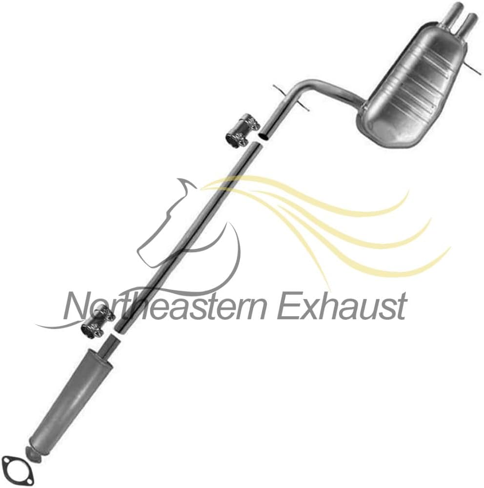 Northeastern Exhaust - Resonator Pipe and Muffler Exhaust System Kit Compatible for Volvo XC90 2003-2006 2.5L 2.9L FWD - Includes Sleeves and Gasket | Automotive Replacement Part