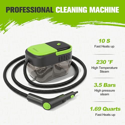 Hakosci 1500W Portable Steam Cleaner,10s Heat-Up,3-Level Adjustable Handle, 1.69 Quarts Large Tank,11 Pcs Accessories, Heavy Duty Steamer for Home Dirt, Grout, Floor, Grease,and Car Detailing — view 2