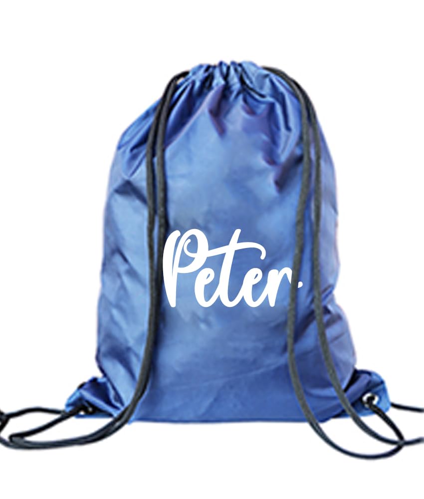 Personalised Name Rucksack Bag Swimming School Sports PE Drawstring Gym & Swimming Bag (Navy (Personalised))