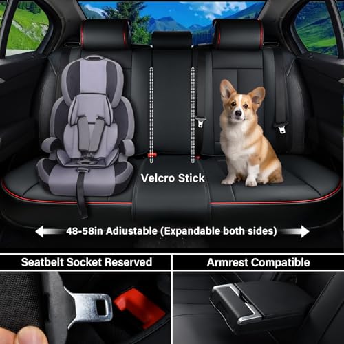 Image of Coverado Car Seat Covers Full Set, Seat Covers for Cars, Black Car Seat Protector Waterproof, Nappa Leather Car Seat Cushion, Car Seat Covers Front Seats and Back Fit for Most Cars