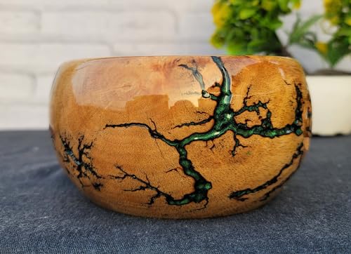 Image of Large Yarn Bowl for Knitting, Lichtenberg Wooden Yarn Storage Bowl, Handmade Yarn Bowl Holder, Knitting Wool Stroage Bowl (Large)