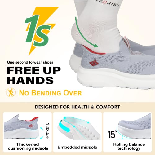 Image of Men Slip in Free up Hands Shoe Wide Toe Box Arch Support Orthopedic Walking