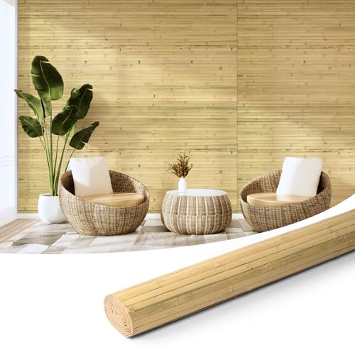 Image of Art3d 48 x 96 in Pole Wrap Natural Bamboo Wall Panel, 1-Pack, Natural