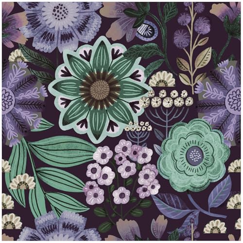 HAOKHOME Boho Peel and Stick Wallpaper Floral Purple Vintage Wall Paper Cottagecore for Bedroom Bathroom Accent Wall 17.3in x 9.8ft