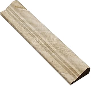 Valencia Travertine OG-2 Double-Step Chair Rail Molding Trim, Honed (LOT of 5 PCS.)
