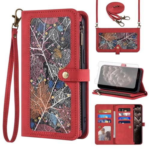 Housse cuir iPhone 11 Pro Max rouge avec bande pour vos sorties