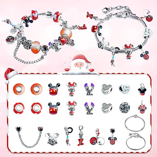 SWIND 2026 Christmas Advent Calendar 24 Day Xmas with 2 Bracelet & 22 Unique Jewelry Charms DIY Bracelet Set Christmas Countdown Calendar Gift for Daughter, Niece, Granddaughter — view 2