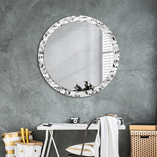 Miroir Rond Original Solution Murs Vides | Cadre en Verre Graphique Triangles 90cm - 7